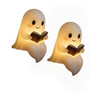 Glow Spirit Ghost Lamp | Cute Ghost Reading Book Lamp | Halloween Ghost Reading Night Lights | Halloween Decoration For Gift Props Tabletop Bookshelf Home Decor,2Pcs