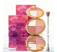 Glow Wardrobe Eye & Cheek Palette - 4-Shade Highlighting & Blush Makeup Palette with Silky Blendable Texture, Long-Lasting Glow, Portable Face Palette with Makeup Brush(2pc)