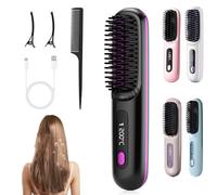 Glow Wave Heated Brush for Short Hair,Glowsept Hair Styler for Short Hairs,3 Heat Settings & Led Screen,Anti Scald Desig,Rapid Heating,Lightweight Portable (Black)