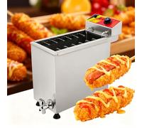 Glowdora 25l Fromage Hot Dogs Bâtons Friteuse, Friteuse Électrique Commerciale, Comptoir en Acier Inoxydable Cuisine Graisse Friteuse Friteuse, Corn Dog Friteuse, pour Restaurant, Magasin, Maison