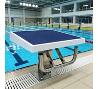 Glowdora Bloc De Départ À Une Marche De 50 Cm Et Plateforme De Saut pour La Compétition avec Poignée De Dos Crawlé, Robuste, en Acier Inoxydable Treillis pour Piscine Enterrée P 19,7 Pouces B