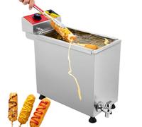 Glowdora Friteuse Multifonction 25l pour La Préparation De Snacks - Special Hot-Dog, Corn Dog Coréen Et Beignets - Structure en Acier Inoxydable Professionnelle, Nettoyage Facile, 3000w