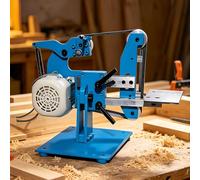 Glowdora Ponceuse D'Établi avec 5 Bandes Abrasives, Construction Tout Acier, Ponçage Bidirectionnel Vertical/Horizontal, Vitesse Réglable 50-6500 TR/Min, Mini Ponceuse À Bande Électrique 750W