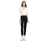 GLOWELFA Pantalon Femme Taille Haute Chic et Élégant Coupe Cigarette Ajustée pour Le Travail et Le Bureau (07121,L,Noir)