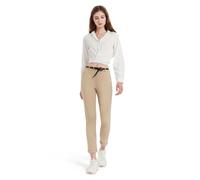 GLOWELFA Pantalon Femme Taille Haute Chic et Élégant Coupe Cigarette Ajustée pour Le Travail et Le Bureau(07121,XL,Kaki)