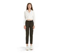 GLOWELFA Pantalon Femme Taille Haute Chic et Élégant Coupe Cigarette Ajustée pour Le Travail et Le Bureau (07121,S,Vert Olive)