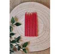 Glowing Bee Lot de 10 bougies d'anniversaire 100 % cire d'abeille Rouge