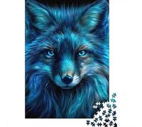Glowing Blue Fox Art Print Puzzles 1000 Pieces Cadeau Unique Jeu Éducatif Défi Jouet À De Qualité Supérieure Peinture Art pour Adultes Et Enfants À Partir De 14 Ans 52x38cm/1000pcs