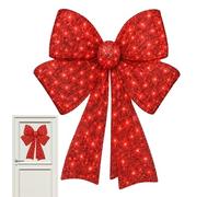 Glowing Christmas Bow - Red Waterproof Farmhouse Wreath Bow, Pre-Lit Holida