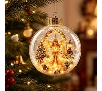 Glowing Christmas Story Ornament Ball,Boule de Noël Lumineuse Holiday Scene with Warm LED Light,3D Shatterproof Christmas Tree Baubles Hanging Ornament Balls,for Home Party Decoration，C