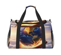 Glowing Earth Sac de voyage pour homme et femme, sac de voyage pliable et sac fourre-tout spacieux pour le rangement des articles de toilette, bagages, articles personnels, noir, L, Noir , L