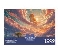 Glowing Golden Eyes 1000 Pcs Carton Extra-épais Lot de Puzzles Giant Orange Tabby Cat Stimulant Et Éducatif Jeu Familial Puzzles pour Adultes Et Enfants 38x26cm/1000pcs