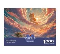 Glowing Golden Eyes 1000 Pcs Carton Premium Lot de Puzzles Giant Orange Tabby Cat Stimulant Et Éducatif Jeu Créatif Puzzles pour Adultes Et Enfants 52x38cm/1000pcs