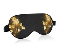 Glowing Golden Rose on Black Eye Masks Cover Blocks Light Sleep Mask Shade Cover Blindfold Relaxing Eyeshade Cover avec serre-tête réglable pour hommes femmes enfants
