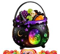 Glowing Halloween Candy Bucket - Spooky Resin Cauldron Party Basket