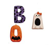 Glowing Halloween Lot de 3 fantômes en bois avec éclairage LED intégré 11 x 13 cm