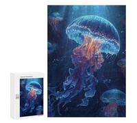 Glowing Jellyfish Ocean Scene Puzzle 1000 Pièces Educa Jouet en Bois Cadeau Unique Décoration Intérieure Jeu Éducatif Challenge Toy Adultes Et Enfants À Partir De 14 Ans 300 PCS