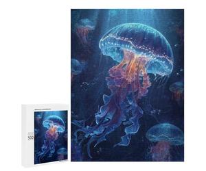Glowing Jellyfish Ocean Scene Puzzle 1000 Pièces Educa Jouet en Bois Cadeau Unique Décoration Intérieure Jeu Éducatif Challenge Toy Adultes Et Enfants À Partir De 14 Ans 500 PCS