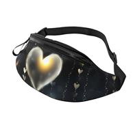 Glowing Love Sac banane pour sports de plein air et sac de poitrine décontracté, sac banane unisexe réglable pour randonnée/course à pied/cyclisme, Amour lumineux, Taille unique