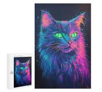 Glowing Neon Cat Art Print-5 Puzzle 1000 Pièces Educa Jouet en Bois Cadeau Unique Décoration Intérieure Jeu Éducatif Challenge Toy Adultes Et Enfants À Partir De 14 Ans 1000 PCS