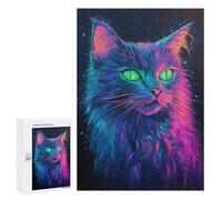 Glowing Neon Cat Art Print-5 Puzzle 300 Pièces Educa Jouet en Bois Cadeau Unique Décoration Intérieure Jeu Éducatif Challenge Toy Adultes Et Enfants À Partir De 14 Ans 300 PCS