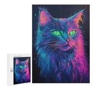 Glowing Neon Cat Art Print-5 Puzzle 500 Pièces Educa Jouet en Bois Cadeau Unique Décoration Intérieure Jeu Éducatif Challenge Toy Adultes Et Enfants À Partir De 14 Ans 500 PCS