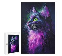 Glowing Neon Cat Art Print Puzzle 1000 Pièces Educa Jouet en Bois Cadeau Unique Décoration Intérieure Jeu Éducatif Challenge Toy Adultes Et Enfants À Partir De 14 Ans 1000 PCS