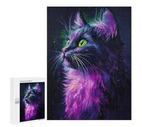 Glowing Neon Cat Art Print Puzzle 1000 Pièces Educa Jouet en Bois Cadeau Unique Décoration Intérieure Jeu Éducatif Challenge Toy Adultes Et Enfants À Partir De 14 Ans 500 PCS