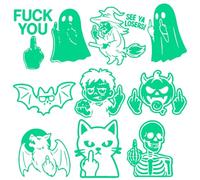 Glowing Night Ghost, Glowing Ghost Middle Finger Sticker, Spoofing Gifts, Funny Halloween Ghosts Decoration, Rear Window Sticker, Glow in the Dark Ghosts Prank Stickers