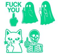 Glowing Night Ghost, Glowing Ghost Middle Finger Sticker, Spoofing Gifts, Funny Halloween Ghosts Decoration, Rear Window Sticker, Glow in the Dark Ghosts Prank Stickers