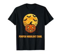 Glowing Pumpkin & Moon - Spooky Halloween Night Tee T-Shirt