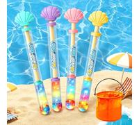 Glowing Rainbow LED Water Blaster, Firework Water Gun with Lights, High Capacity Pull-Out Water Squirter for Kids and Adults, Outdoor Summer Pool Beach Party Toys (E*4)
