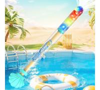 Glowing Rainbow LED Water Blaster, Fireworks Water Gun with Lights, Firework Style Water Squirter High Pressure Pull-Out Water Blaster, Fireworks Effect Water Spray Toy for Pool (B)