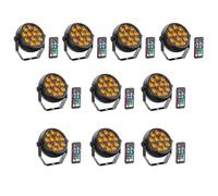 Glowingstage 10PCS Mini RGB Projecteur Par LED Batterie, 12 LED Rechargeables Jeux de Lumiere avec Télécommande et Son Activé, Lumiere de Scène pour Fêtes, DJ, Disco, Bar, Mariage, Halloween, Noël