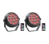 Glowingstage 2PCS Mini RGB Projecteur Par LED Batterie, 12 LED Rechargeables Jeux de Lumiere avec Télécommande et Son Activé, Lumiere de Scène pour Fêtes, DJ, Disco, Bar, Mariage, Halloween, Noël