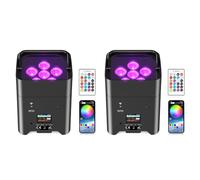 Glowingstage Lot de 2 projecteurs LED 108 W RGBWA UV avec contrôle par application, batterie DMX et télécommande pour fête, club, bar, Halloween, Noël