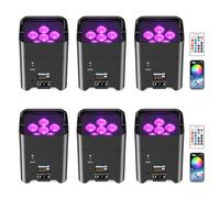 Glowingstage Lot de 6 projecteurs LED 108 W RGBWA UV avec contrôle par application, batterie DMX et télécommande pour fête, club, bar, Halloween, Noël
