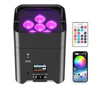 Glowingstage Projecteur LED à batterie, 108 W RGBWA-UV, avec contrôle par application, batterie LED avec DMX et télécommande pour fête, club, bar, Halloween, Noël
