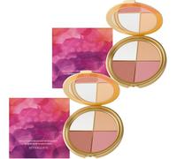 Glowjiu Glow Gallery Highlighting Eye&Cheek Palette de maquillage 4 en 1 pour fard à paupières et surligneur - Nuances soyeuses et brillantes pour joues et yeux - Longue durée - Polyvalent - 2 pièces