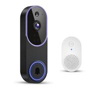 GlowPop Caméra de sonnette sans fil 1080p avec récepteur, détection humaine IA intelligente, conversation bidirectionnelle, vue en direct, vision nocturne, WiFi 2,4G uniquement, stockage cloud