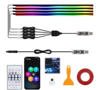 Glowride Interior Lights, RGB 5 in 1 LED Car Ambient Lighting Kit, Acrylic Ambient LED Lights for Car with Dynamic Color Chasing, 3 Modes of Control, (4 * 43.3in)