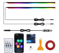 Glowride Interior Lights, RGB 5 in 1 LED Car Ambient Lighting Kit, Acrylic Ambient LED Lights for Car with Dynamic Color Chasing, 3 Modes of Control, (2 * 43.3in)
