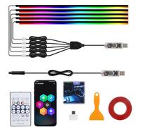 Glowride Interior Lights, RGB 5 in 1 LED Car Ambient Lighting Kit, Acrylic Ambient LED Lights for Car with Dynamic Color Chasing, 3 Modes of Control, (5 * 43.3in)