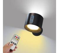 Glowright Lights- Magnetic Glowright Smart Lights, 360°Rotation Glowright Round Lights with Controller/Touch, Rechargeable Spot Led Sans Fil, Lampe Détecteur de Mouvement Interieur (Noir)