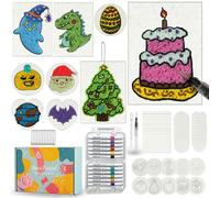 GlowsLand Magique Puffy Paint Kit (64 Pièces) Eponge de Dessin 3D | 40 Feuilles Papier Texturé Et, 12 Stylos de Couleur à L'eau Pour des Créations DIY Originales, Peinture Magique pour Enfant