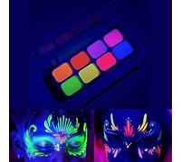 GlowsLand Peinture à la Lumière Noire, Maquillage Fluorescent UV, 8 Couleurs