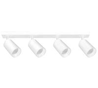 Glowster Applique LED tubulaire blanche orientable, avec 4 anneaux GU10 interchangeables dans des tons dorés élégants, idéale pour éclairer et embellir chaque coin avec un style unique et personnalisé