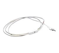 Glowster Câble plat de 2 m avec fiche blanche, idéal pour les connexions électriques et le transport d'énergie dans les espaces restreints.