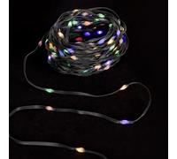 Glowster Guirlande lumineuse LED à piles 3AA, 10 m, PVC et cuivre, RVBY, idéale pour décorer les fêtes et créer des ambiances chaleureuses.