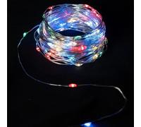 Glowster Guirlande lumineuse LED RGBY de 2 m avec fil de cuivre et piles bouton ; idéale pour les décorations festives et les ambiances chaleureuses.